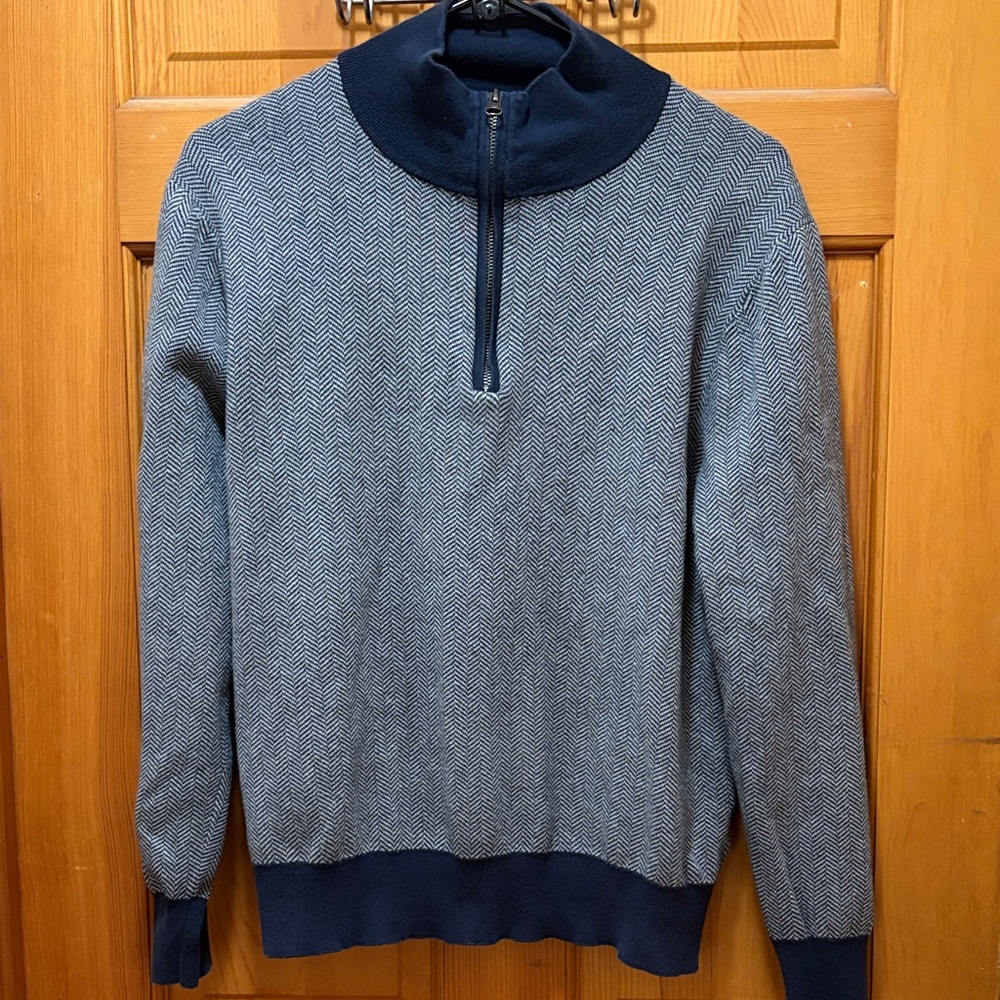 J. Crew Factory Men's Blue and‎ Gray Zip-Up Sweater